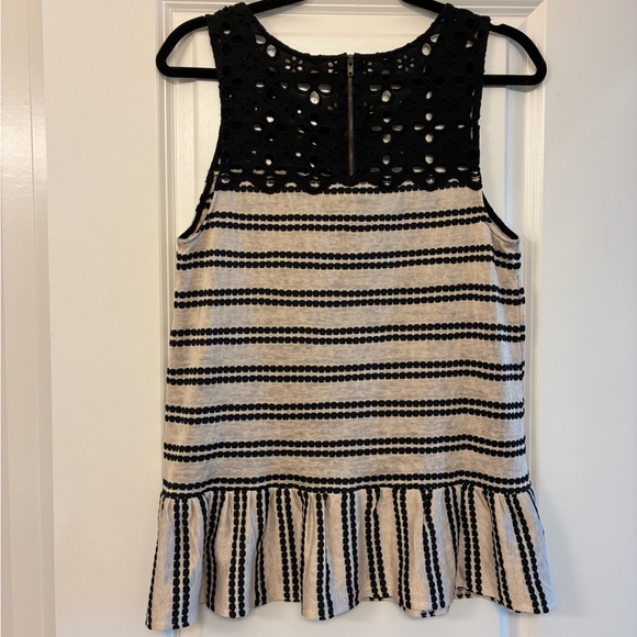 FREE PEOPLE 'Molly's Retro' Peplum Top Black Beige Women’s Size Medium - Picture 4 of 9